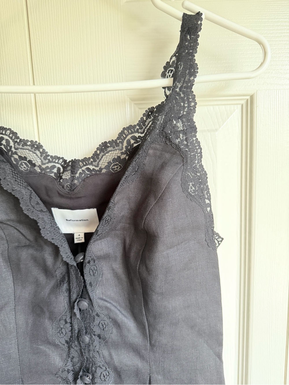 NEW Reformation Josefina Lace-Trim Black Peplum Camisole Top - Picture 4 of 10